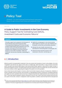 A guide to public investments in the care economy: Policy support tool for estimating care deficits, investment costs, and economic returns